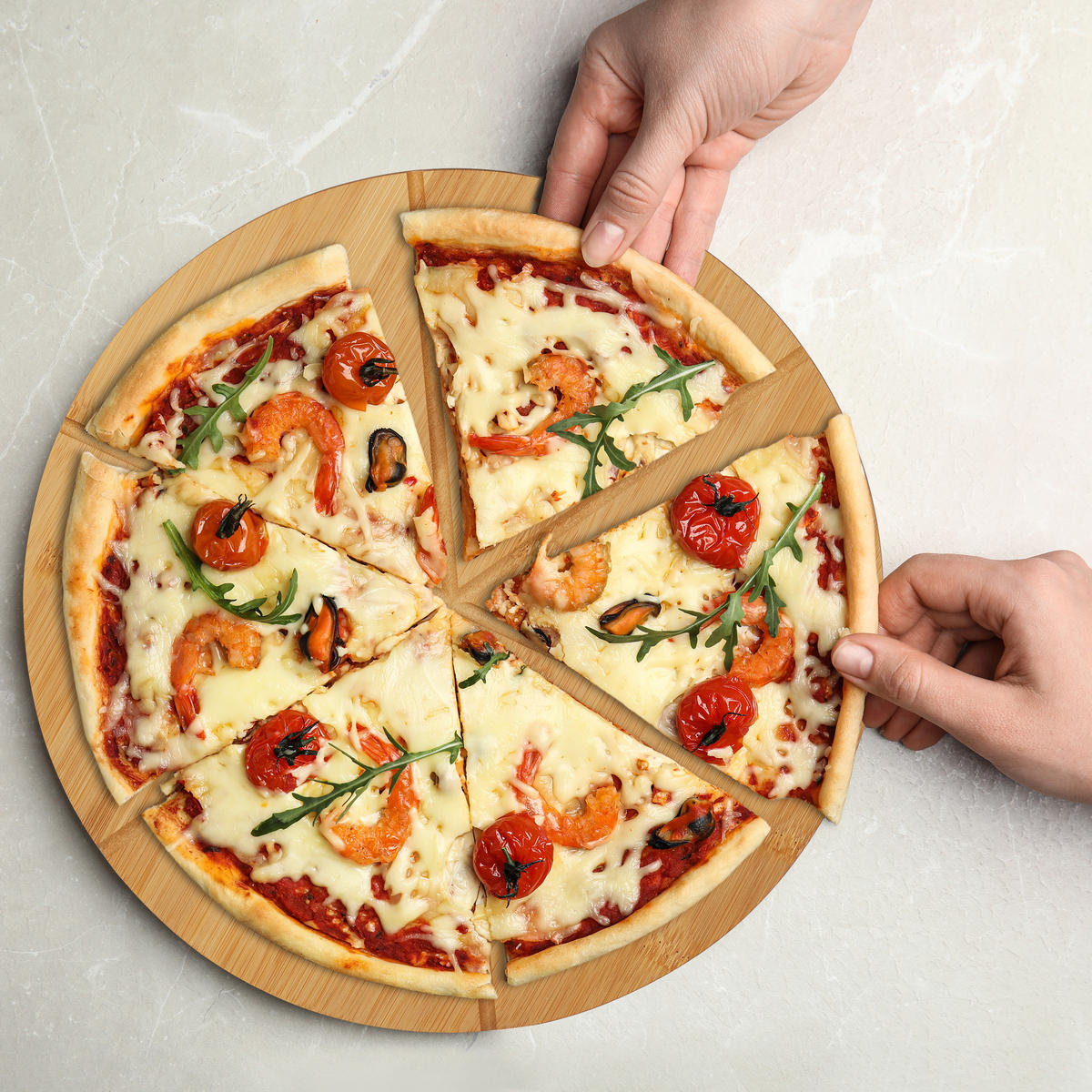 2XPIZZABRETT - Hellbraun, Holz/Papier (33/33/1.5cm) - Relaxdays