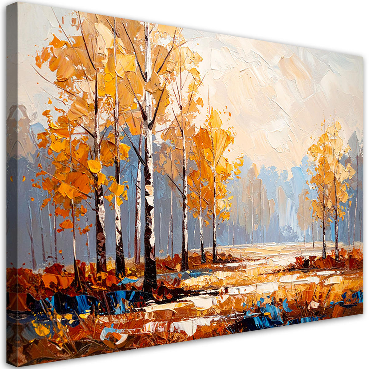 LEINWANDBILD Birkenwald Landschaft 120x80cm - Beige, Textil (120/80cm) - Feeby