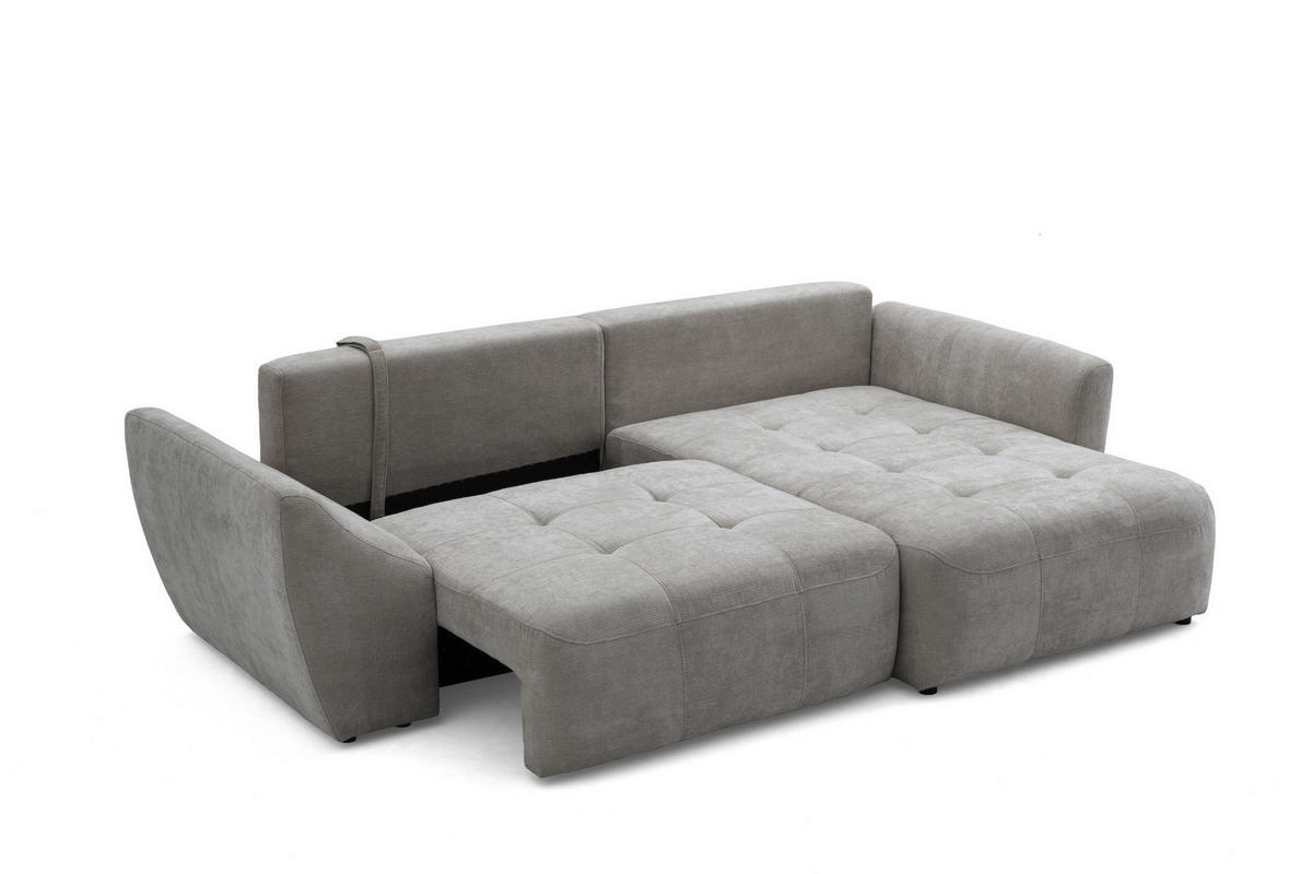 ECKSOFA NICE L Rechts mit Schlaffunktion 137x204 Chenille Grau - Schwarz/Grau, Holz/Textil (165/260cm) - Muffo