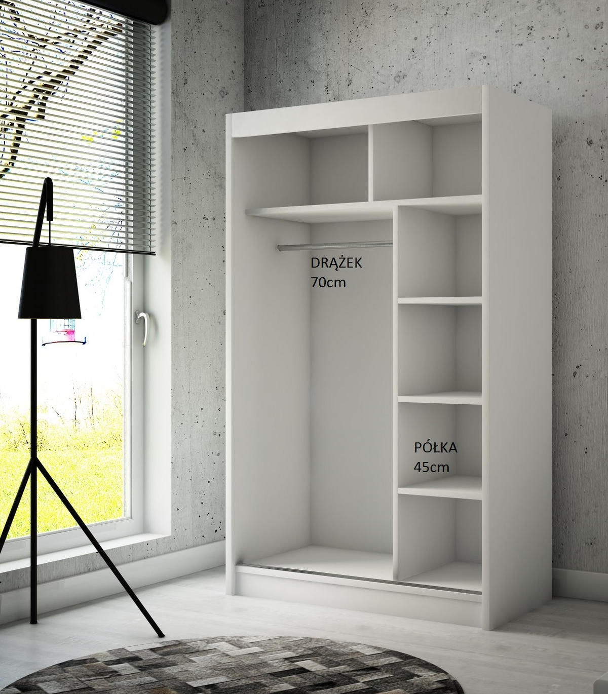 SCHRANK Weiß BERGO Schiebetür 120 cm - Weiß, Holzwerkstoff (120/215/61cm) - Sepro Meble