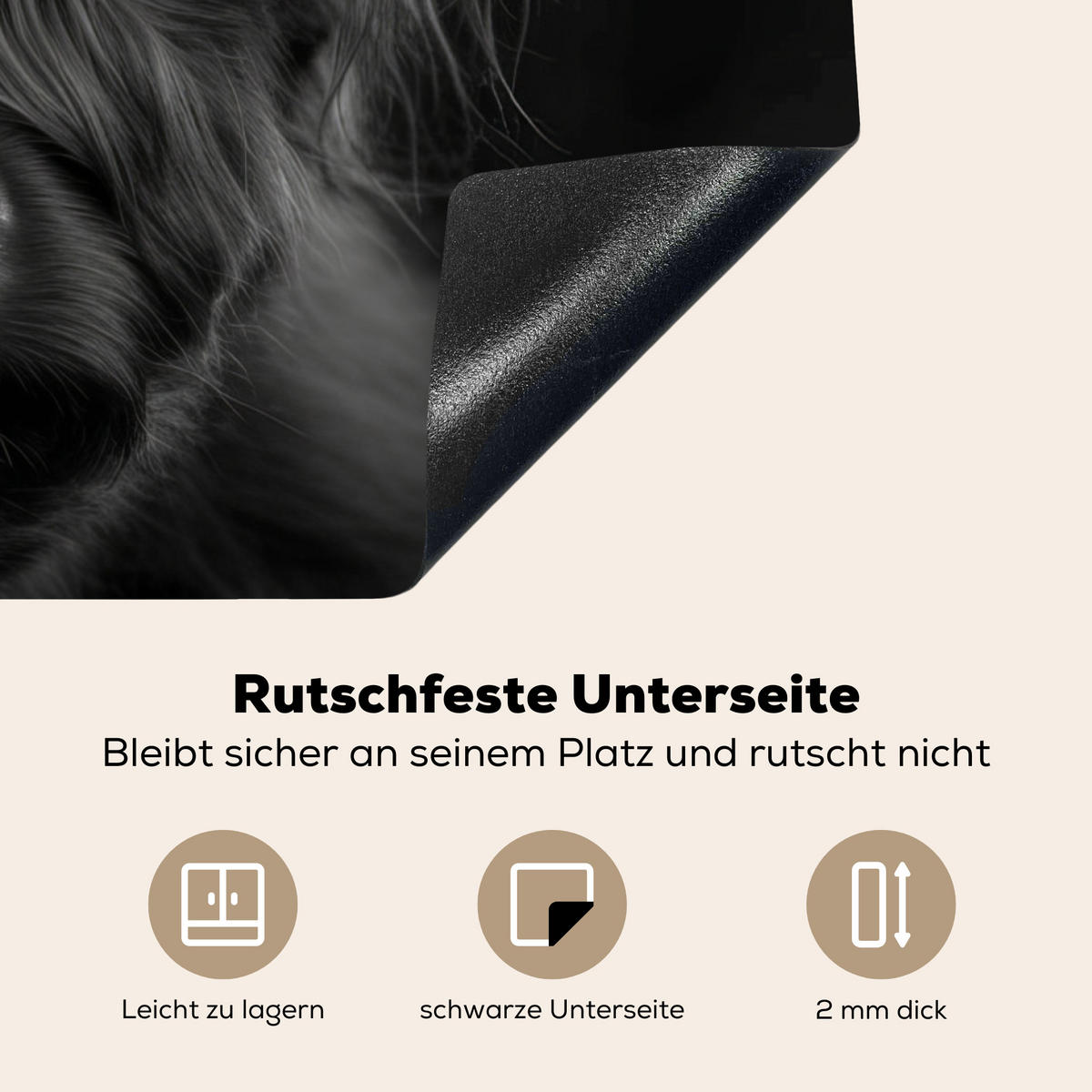 HERDABDECKPLATTE Scottish Highlander - Schwarz - Kalb - Kuh Induktionsmatte 77x59 cm - Schwarz, Kunststoff (77/59/0.2cm) - MuchoWow