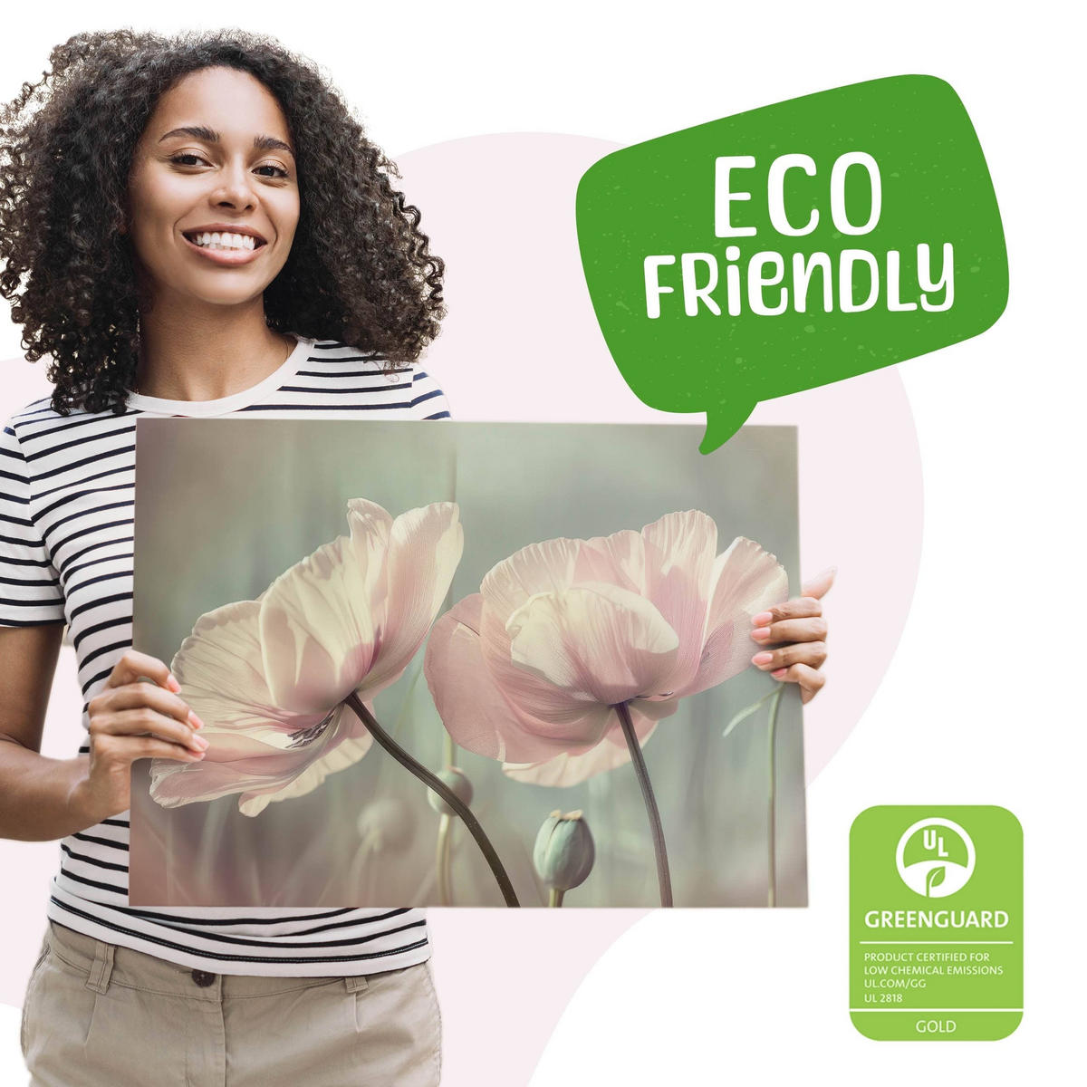 LEINWANDBILD für Wohnzimmer Blumen Tulpen Pflanzen Natur 90cm x 60cm - Blau/Beige, Textil (90/60cm) - Muralo