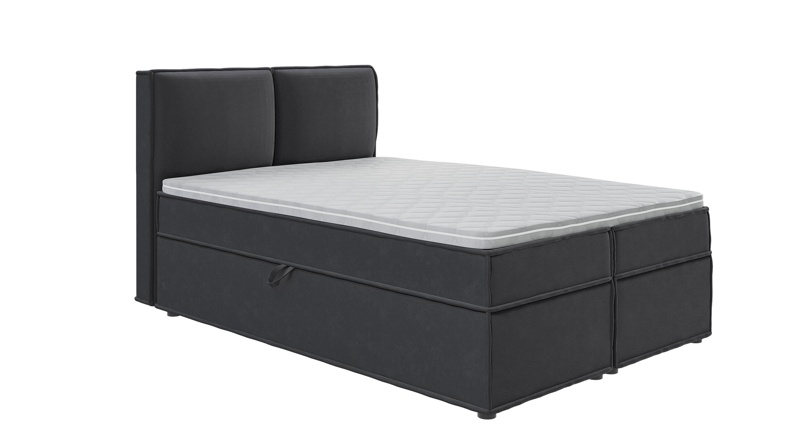 BOXBETT Eclipse 140/200 cm Graphit Luxusmicrofaser - Graphitfarben/Schwarz, Holz/Kunststoff (140/200cm) - S-Style Möbel