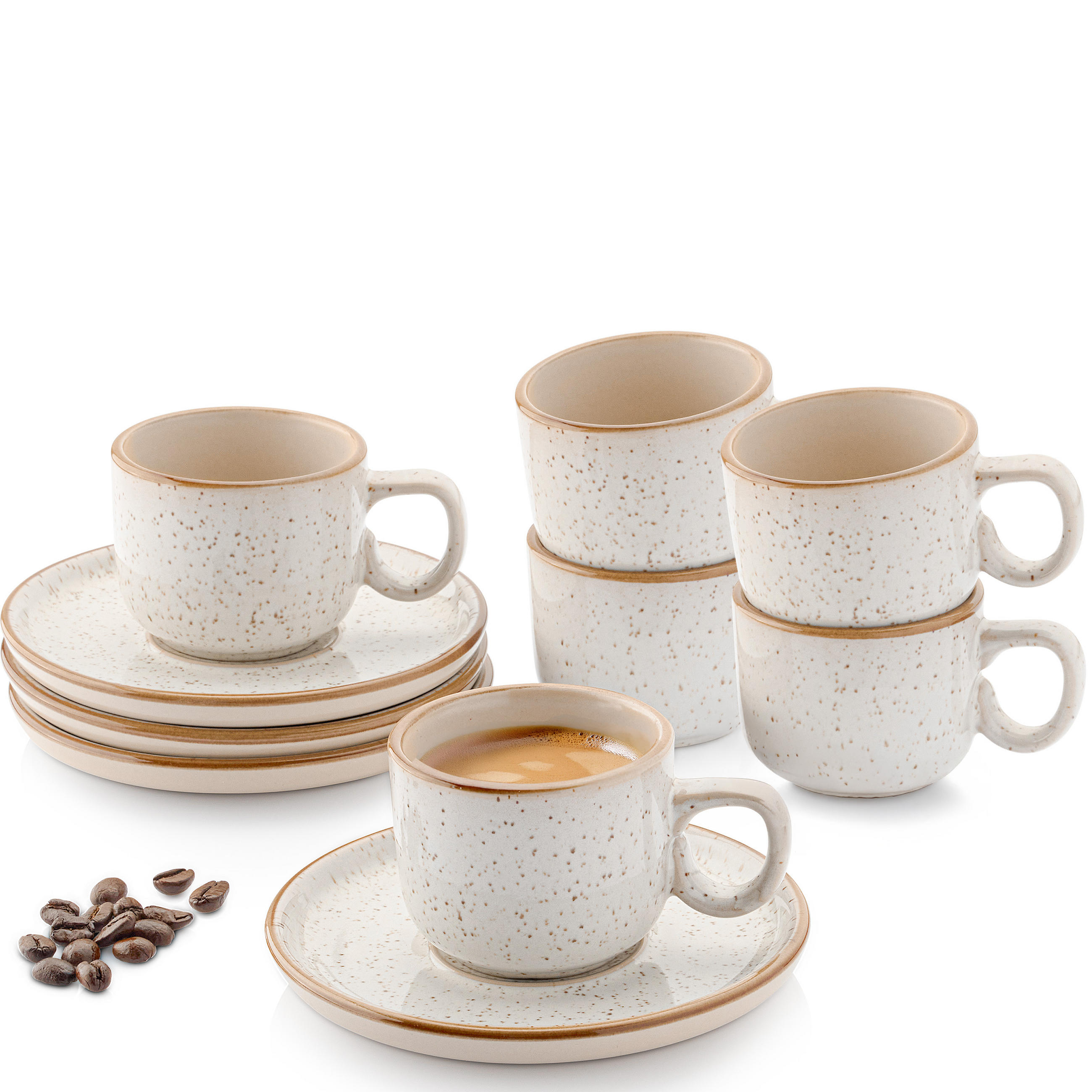 ESPRESSOTASSEN SET RIO CREME - 12 teilig aus Steingut - Creme, Keramik (0.08L) - Sänger