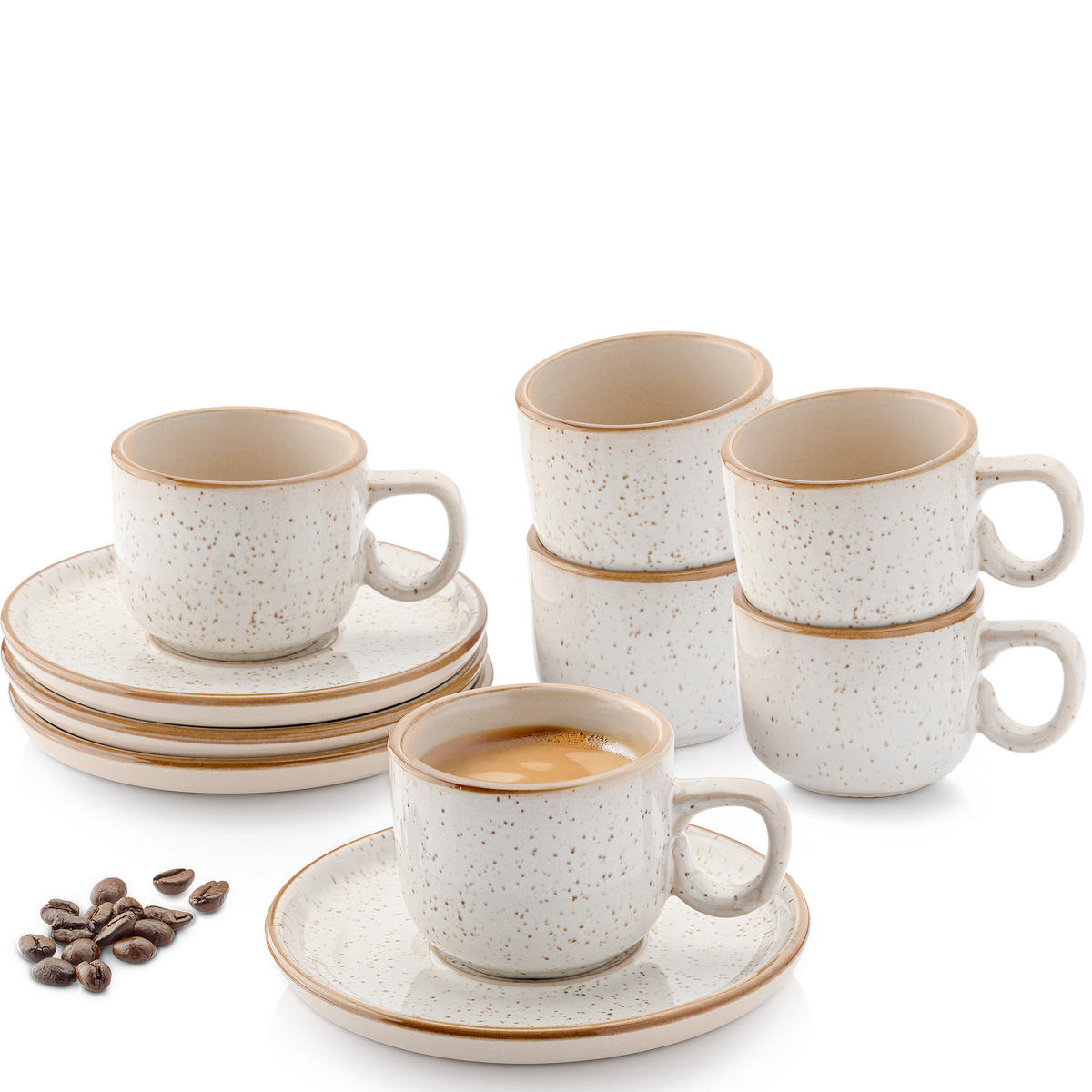 ESPRESSOTASSEN SET RIO CREME - 12 teilig aus Steingut - Creme, Keramik (0.08L) - Sänger