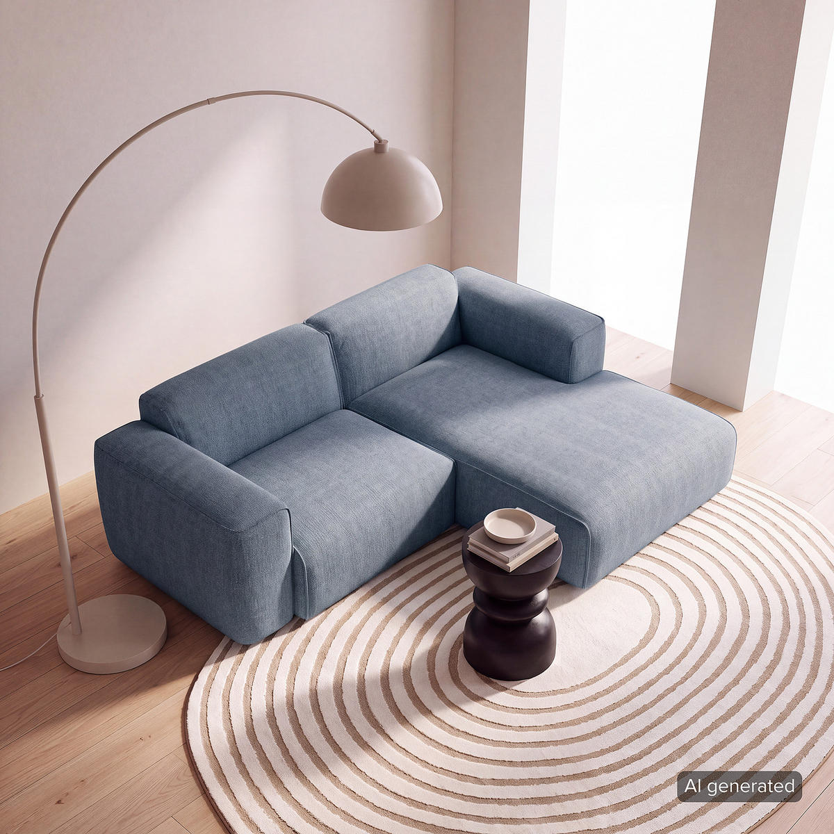 ECKSOFA mit XL-Longchair - Blaugrau/Schwarz, Kunststoff/Textil (260/171cm) - home24