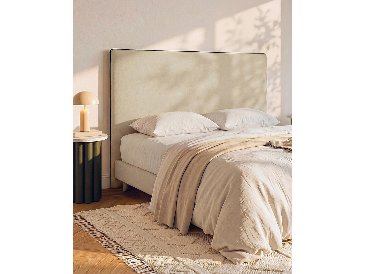 BETTKOPFTEIL - 2 Personen - stoff - schwarz, beige Chesma - Beige/Schwarz, Textil (190/110/8cm) - Vente-Unique