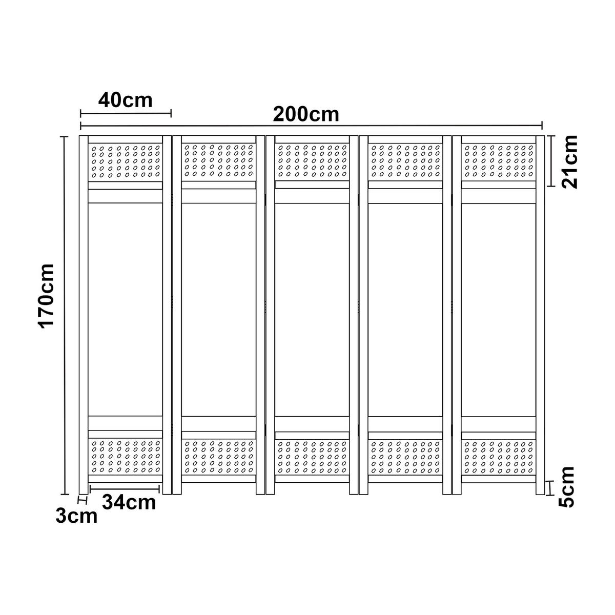 PARAVENT Dorotea - Dunkelgrau/Weiß, Holz/Kunststoff (200/170/1.7cm) - [en.casa]