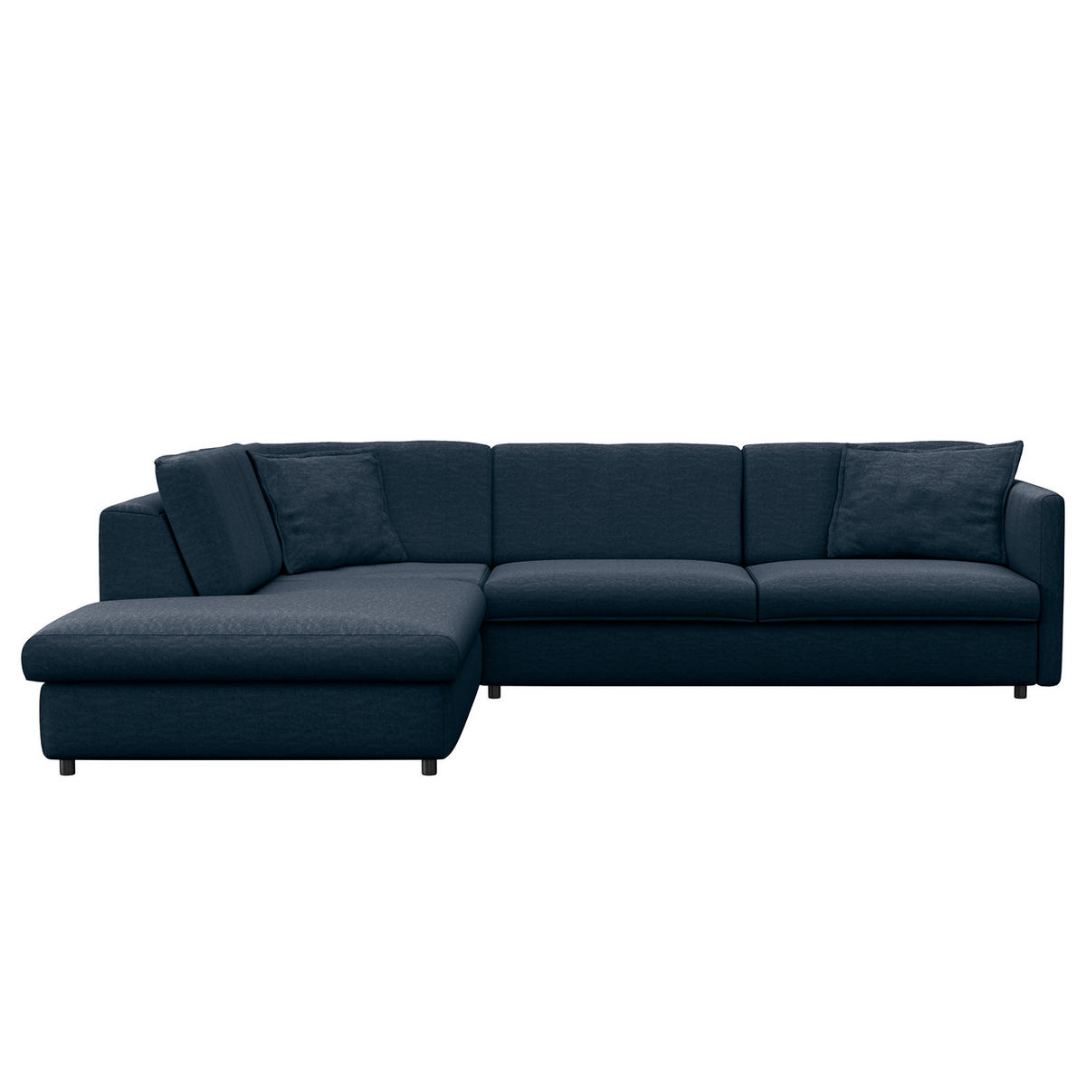 ECKSOFA mit Ottomane - Blau/Schwarz, Kunststoff/Textil (328/272cm) - home24