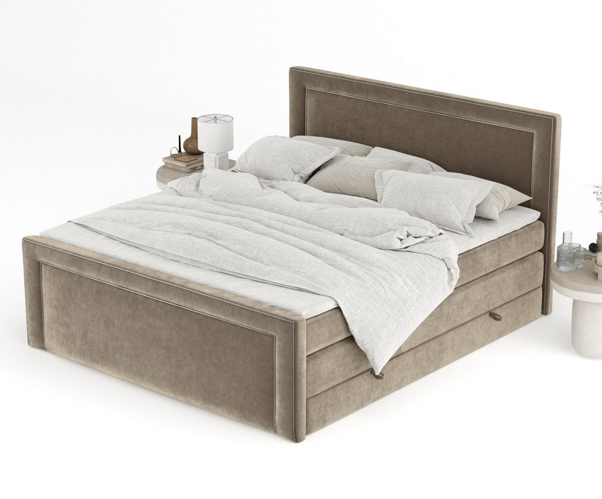 BOXSPRINGBETT Luxora Braun 200/200 cm - Schwarz/Braun, Holz/Holzwerkstoff (200/200cm) - Maison de Reve