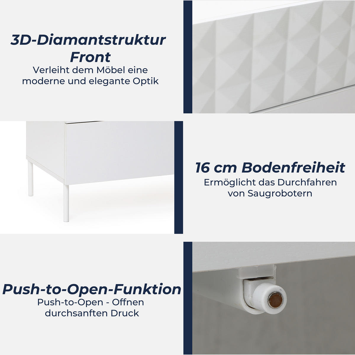 KOMMODE, Holz, Weiß - Weiß, Holzwerkstoff/Metall (80/75/40cm) - Hometopia