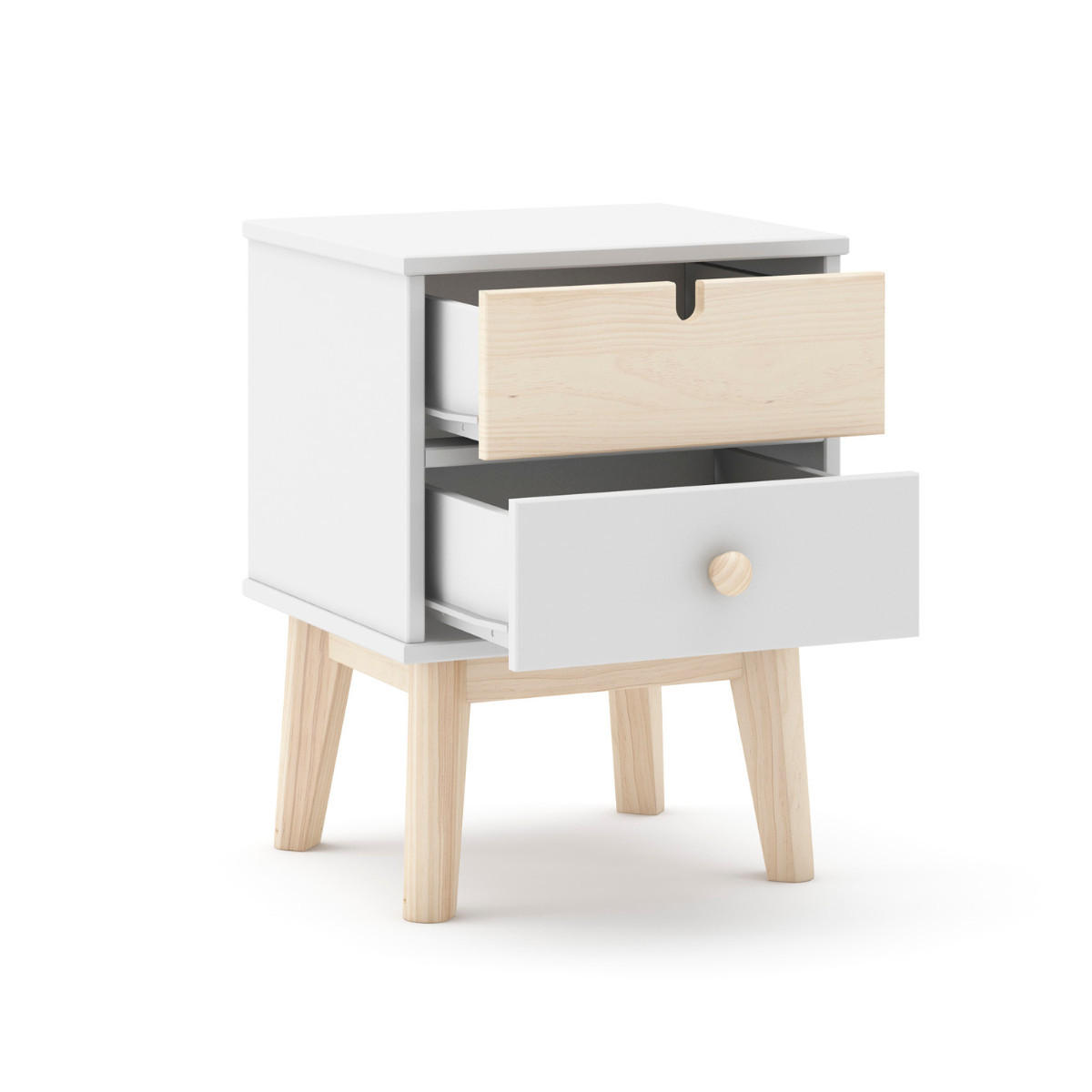 NACHTTISCH mit 2 Schubladen, L40 cm 35/40/53,1 cm - Weiß, Holzwerkstoff (35/53.1/40cm) - Calicosy