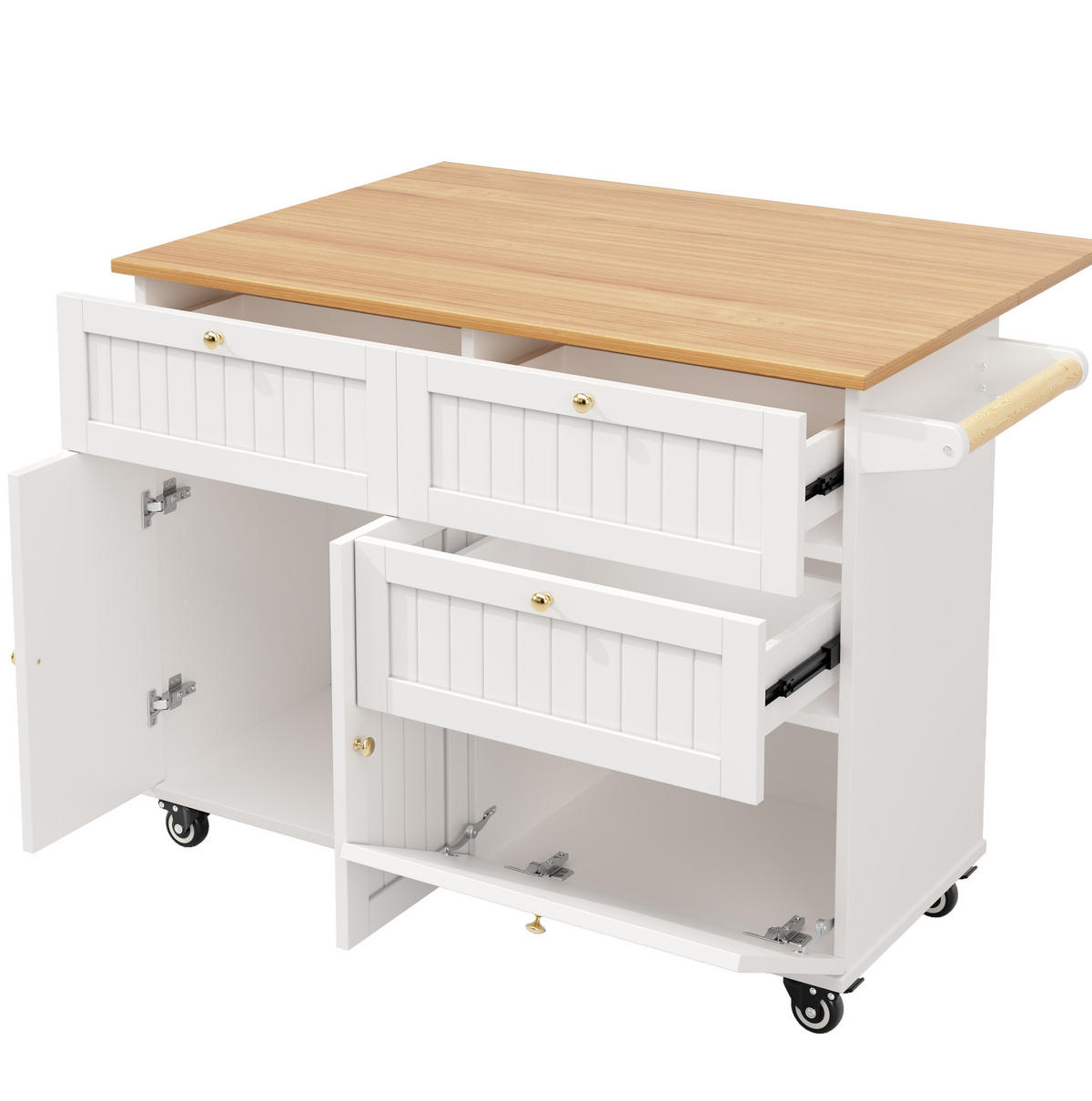 KÜCHENINSEL mit Stauraum 133 x 37,3/70 x 88 cm Weiß - Weiß, Holz (70/88/133cm) - Beauniv
