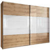 SCHWEBETÜRENSCHRANK 250/217/67 cm 2-türig Weiß, Eiche Bianco  - Chromfarben/Eiche Bianco, KONVENTIONELL, Glas/Holzwerkstoff (250/217/67cm) - Voleo
