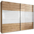 SCHWEBETÜRENSCHRANK 250/217/67 cm 2-türig  - Chromfarben/Eiche Bianco, KONVENTIONELL, Glas/Holzwerkstoff (250/217/67cm) - Voleo