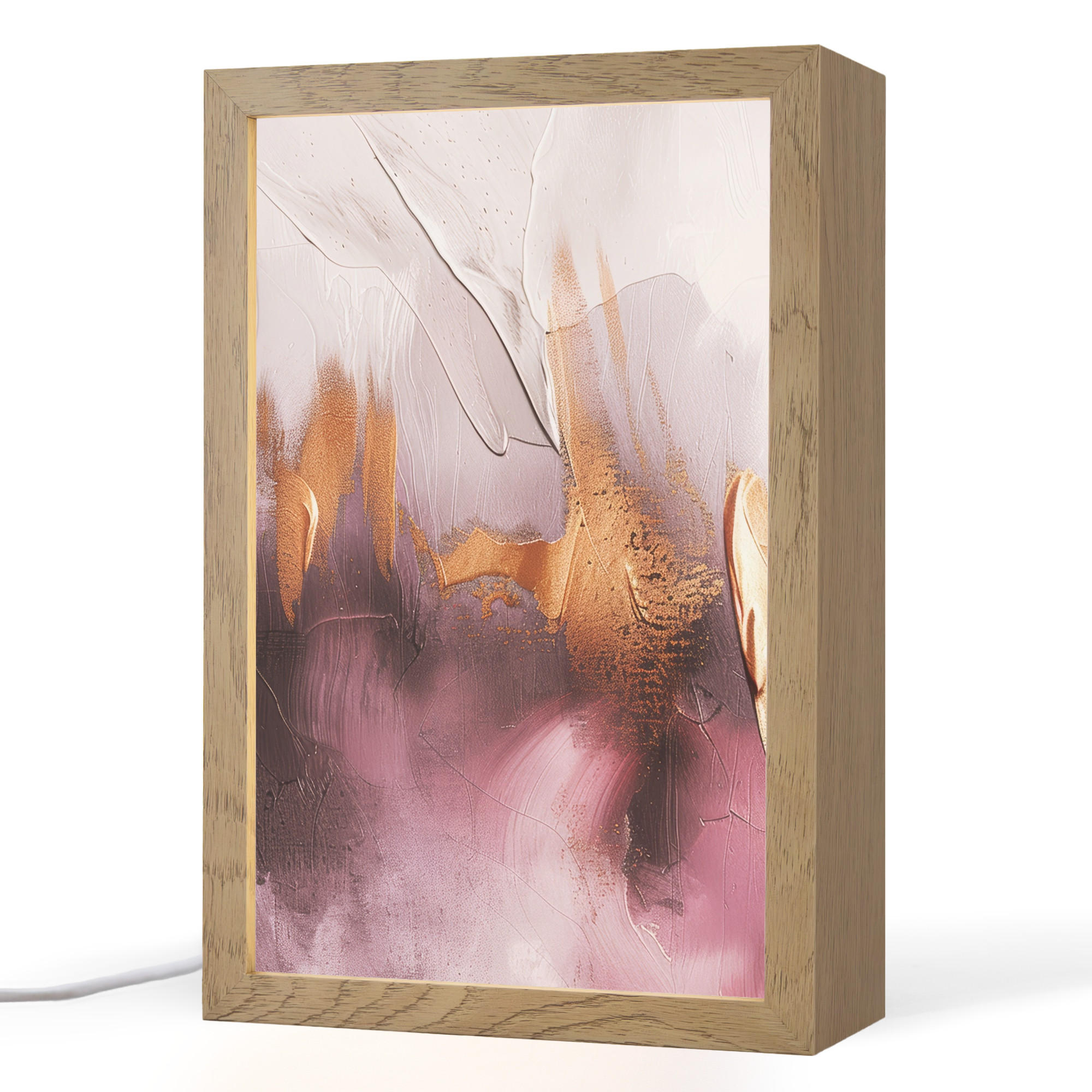 OnlyWow STOLNÍ LAMPA Fialová - abstraktní - barva - zlatá 20x30 cm