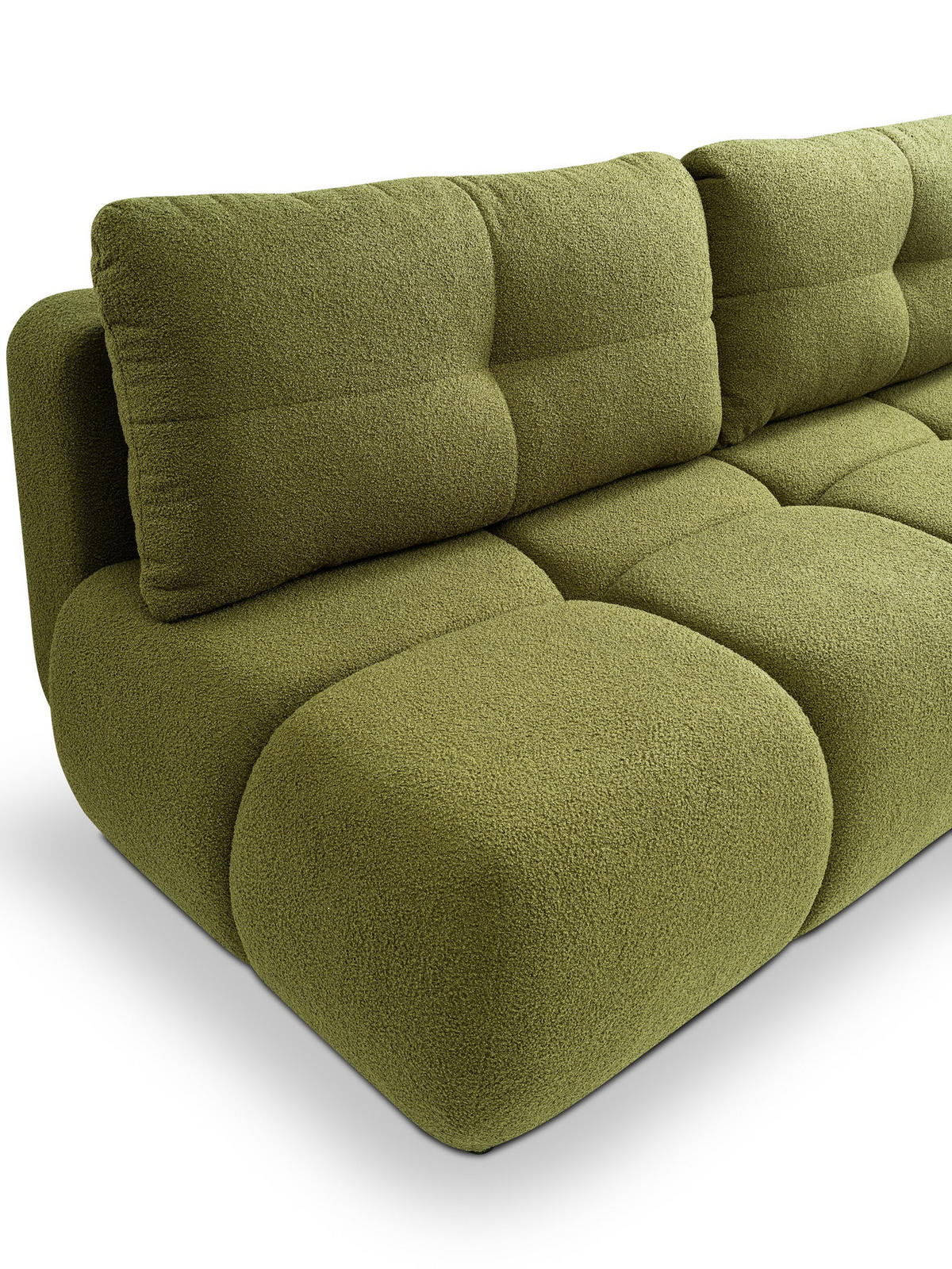 SCHLAFSOFA MILA, Sofa mit Schlaffunktion und Bettkasten, Farbe: Grün, Bouclé-Stoff - Grün, Textil (214/89/104cm) - Sepro Meble
