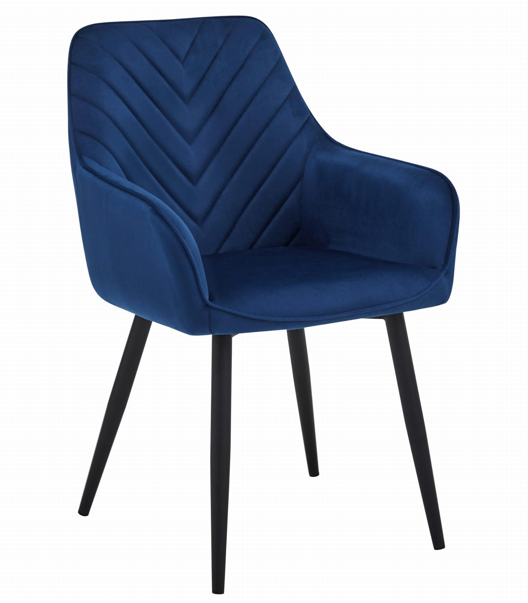 STUHL NEMI 1 Stück, Blau, Schwarz, mit Samtstoff gepolstert - Blau, Textil/Metall (54/84/61cm) - Komodee