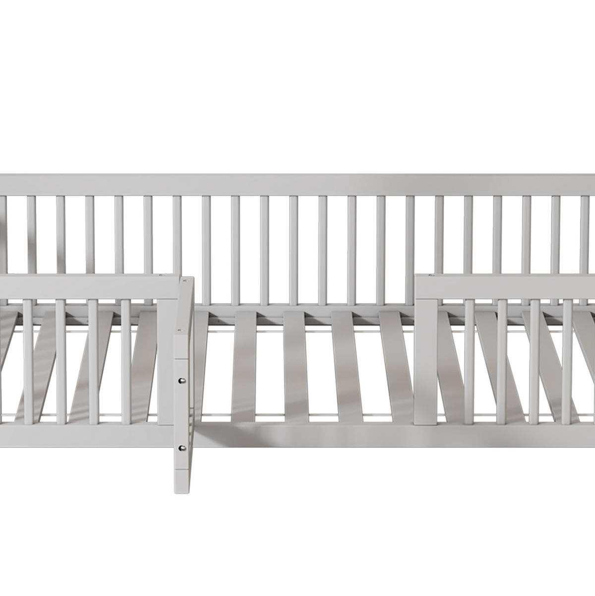 POSTELJA v obliki hiše 90/200 cm bela z varnostno ograjo in vratci iz bora in MDF - bela, les (90/200cm) - OKWISH