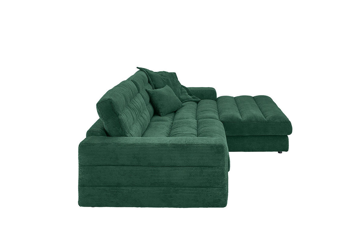 ECKSOFA LANA SOFA Smaragdgrün Cord - Smaragdgrün/Schwarz, Textil (296/205cm) - KAWOLA