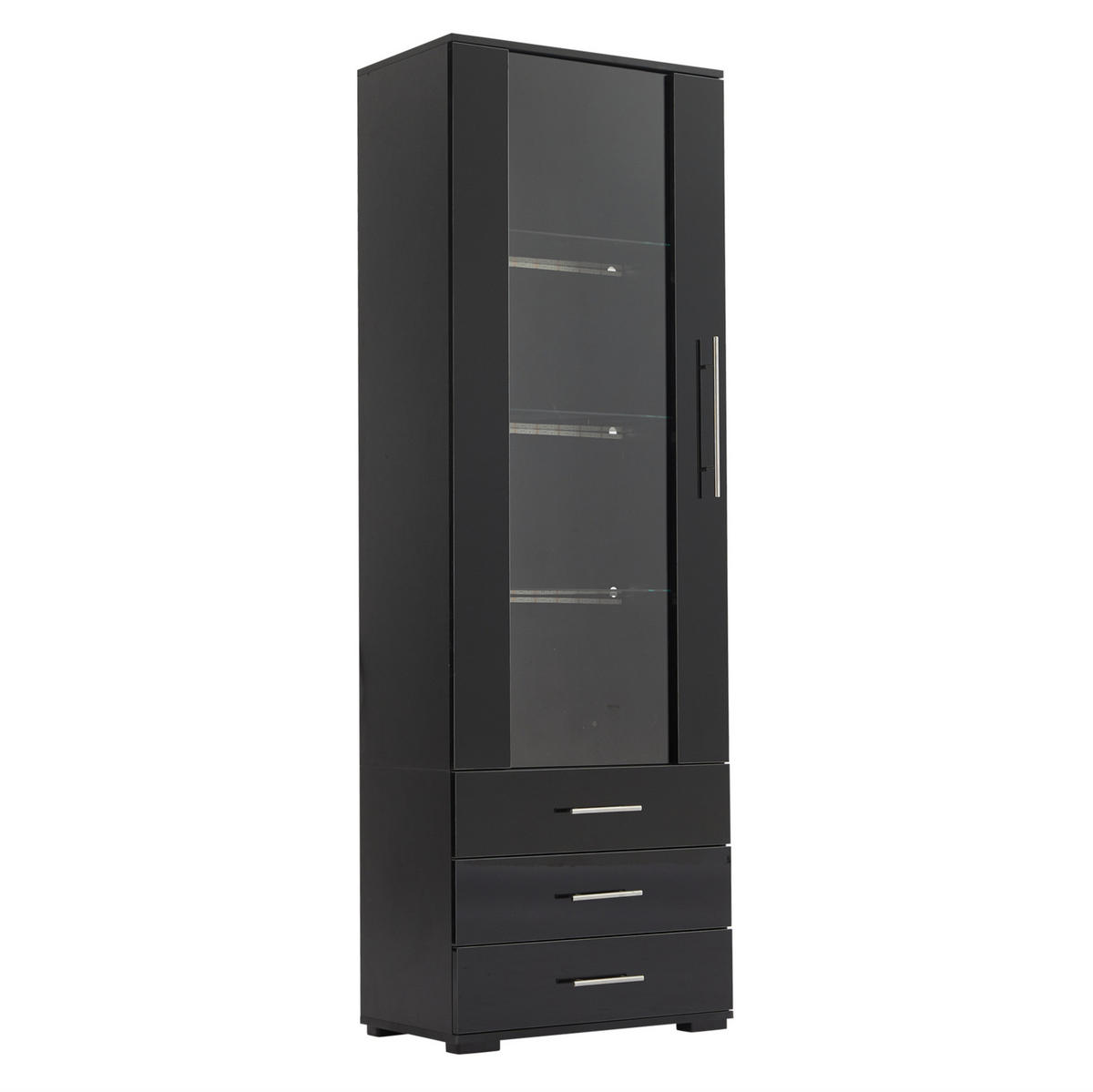 VITRINE 60/35/180 cm Schwarz aus MDF mit LED-Beleuchtung - Schwarz, Holzwerkstoff (35/180/60cm) - OKMYHOME