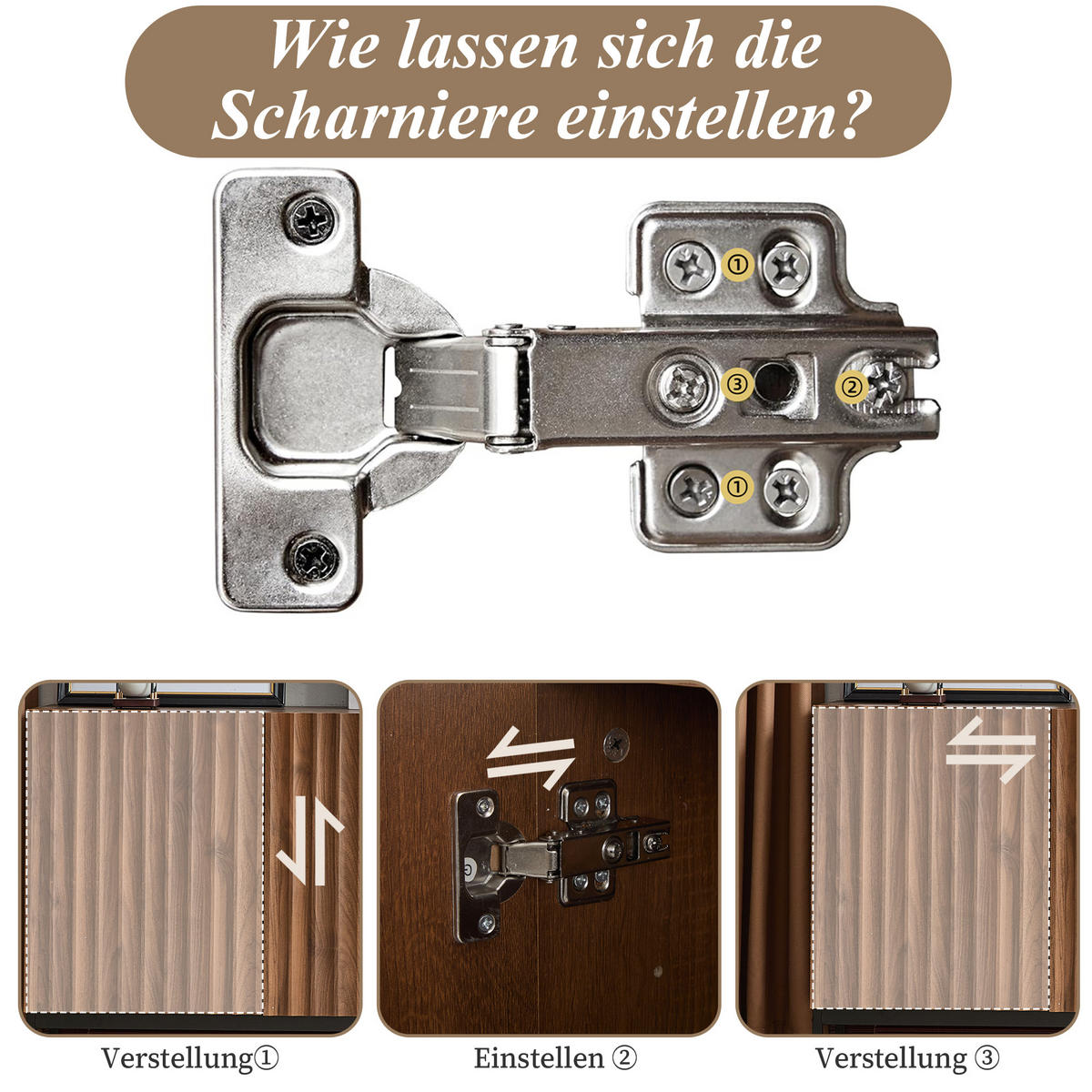SIDEBOARD mit 2 verstellbaren Regalen und Wellen-Tür-Design - Braun, Holzwerkstoff/Metall (150/80/40cm) - Urban Meuble