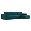 ECKSOFA Rechts Samt Stoff Blau - Blau/Petrol, Kunststoff/Textil (314/167cm) - Makamii