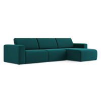 ECKSOFA Rechts Samt Stoff Blau - Blau/Petrol, Kunststoff/Textil (314/167cm) - Makamii
