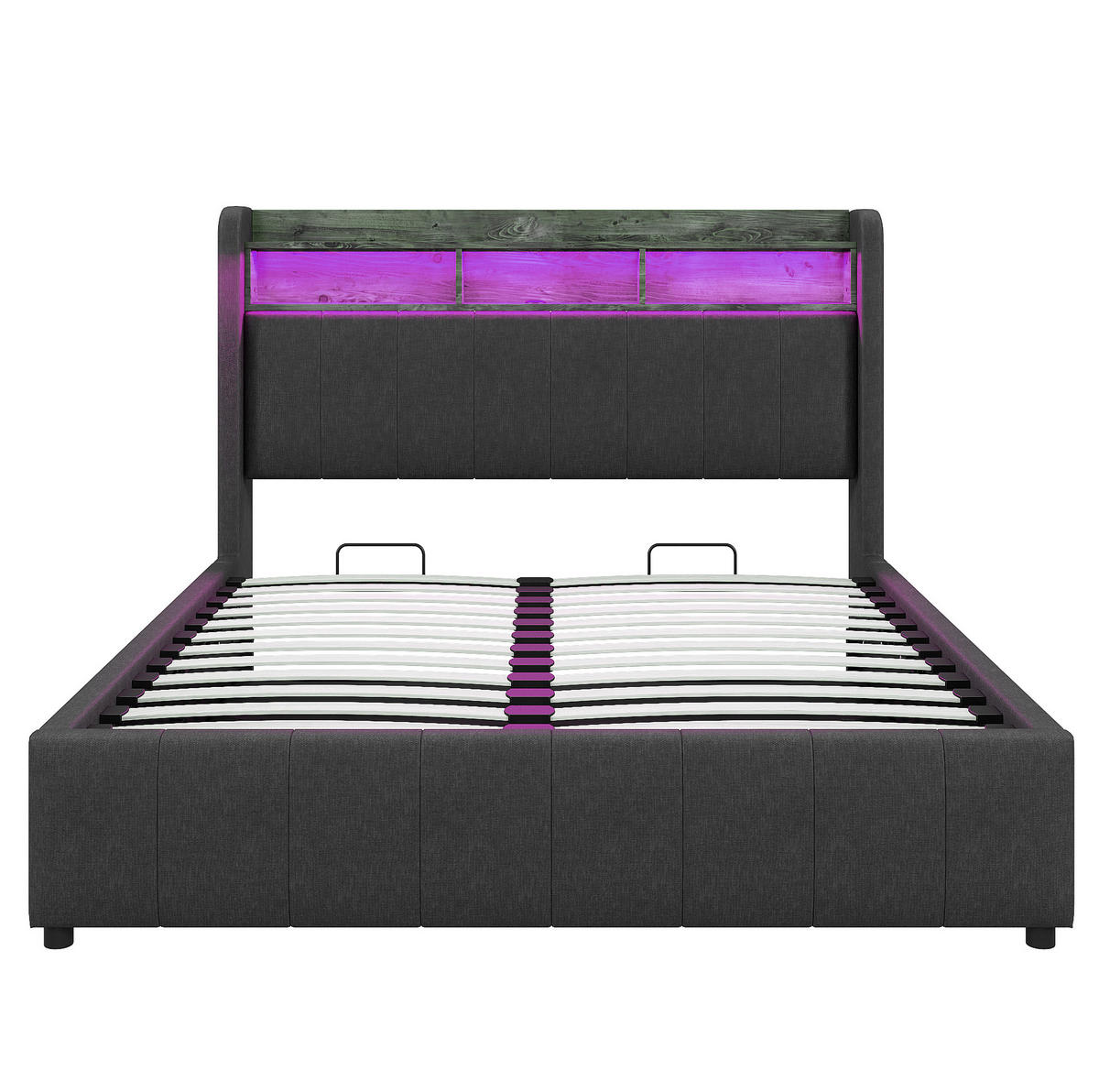 POLSTERBETT mit Stauraum, LED & USB 160x200 cm Grau - Grau, Metall (160/200cm) - Meubliv