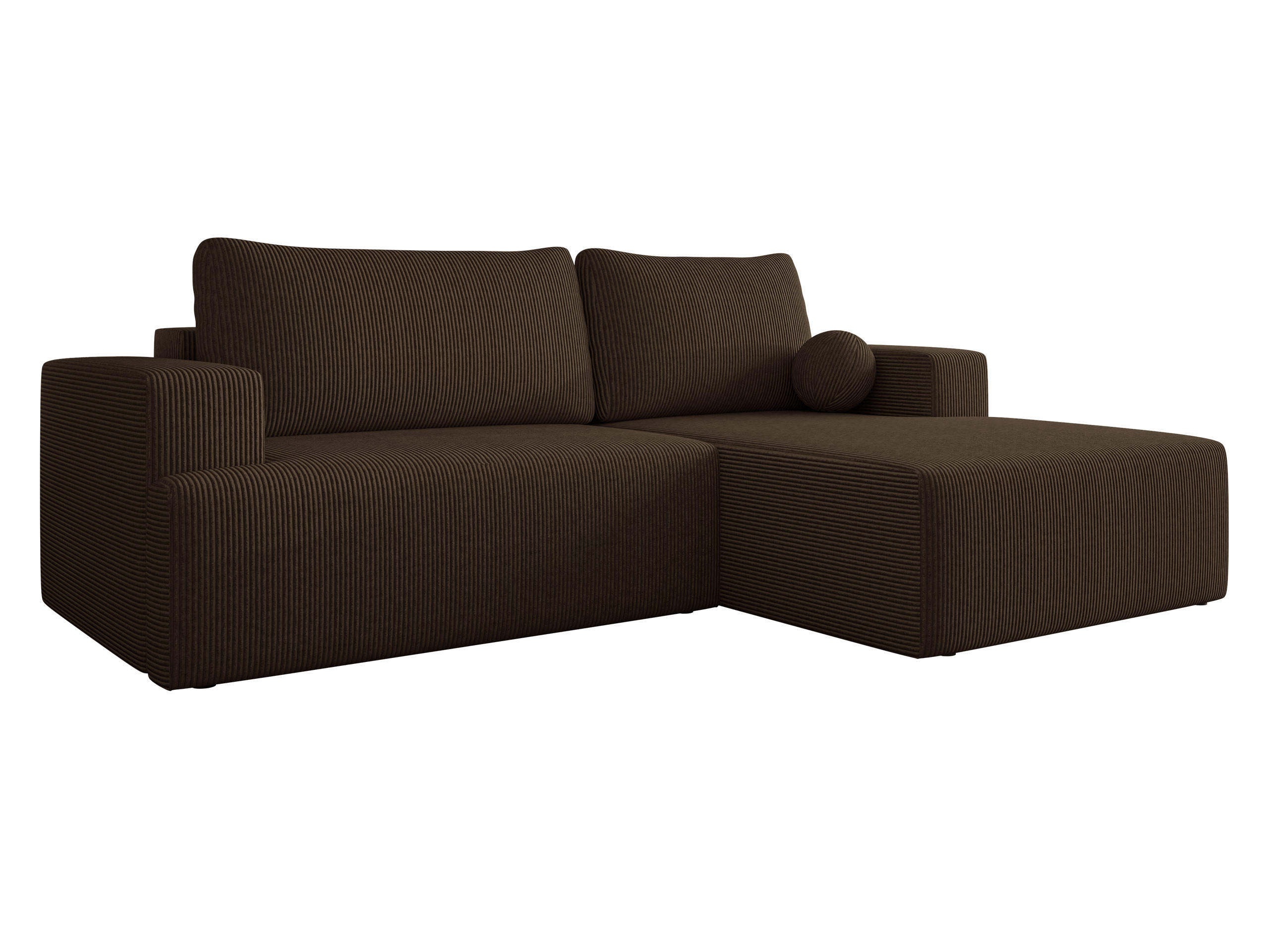 ECKSOFA Mivo Cord, Seite: Rechts - Schwarz/Braun, Holz/Kunststoff (266/163cm) - MIRJAN24