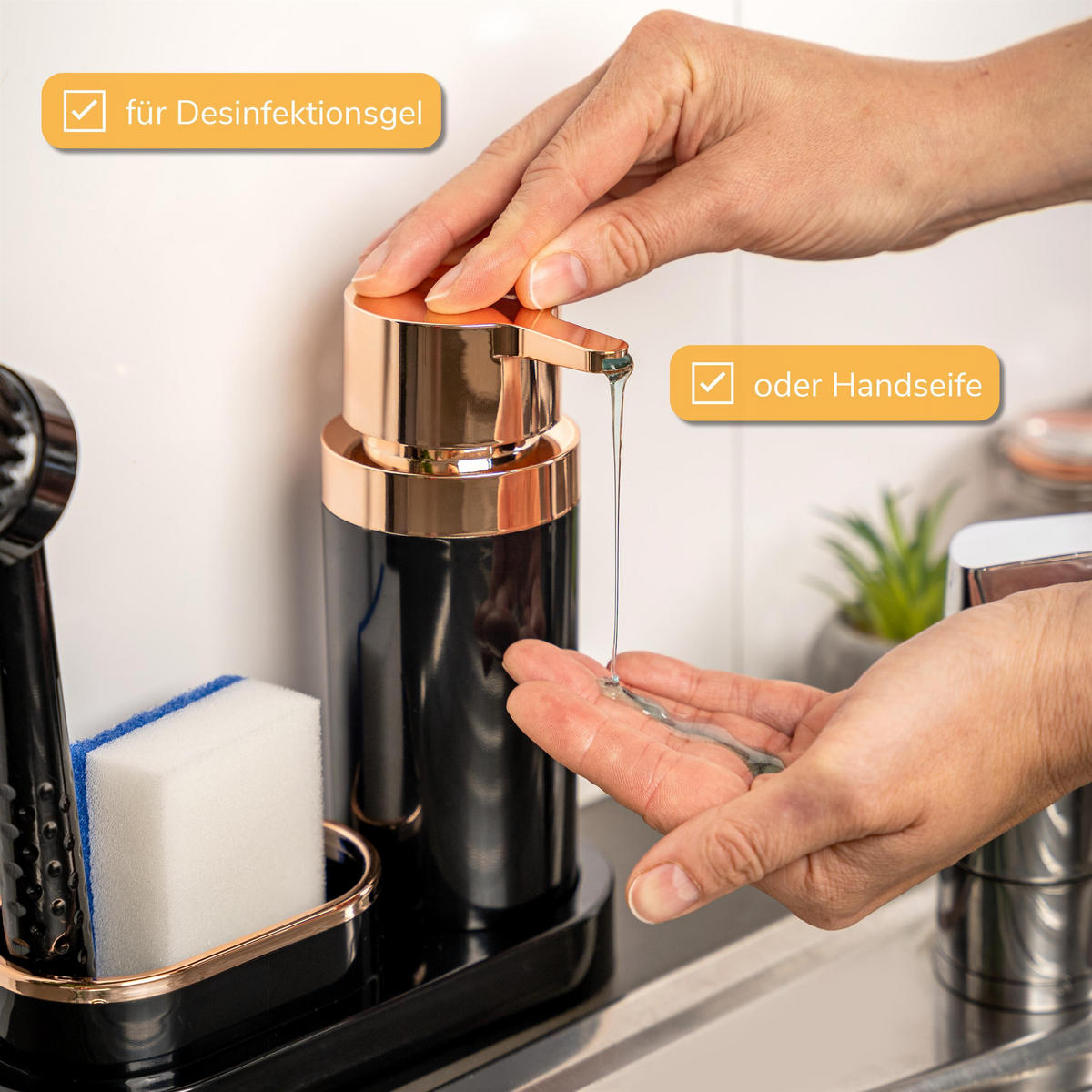 SPÜL-SET, schwarz - Schwarz, Kunststoff (20/8.5/8.5cm) - bremermann