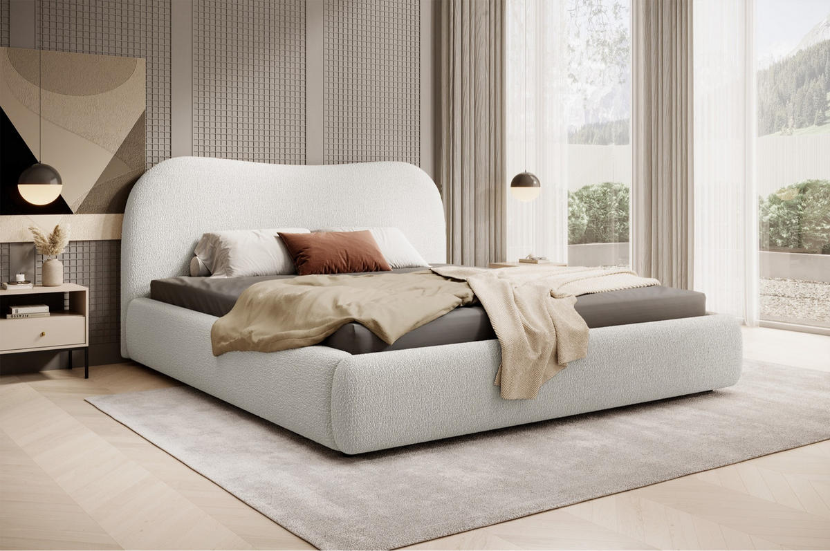 POLSTERBETT SIMSALO Creme 140x200 cm - Creme/Schwarz, Holz/Textil (140/200cm) - Selsey