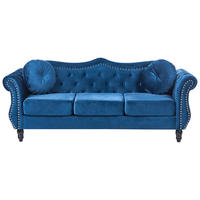 3-SITZER-SOFA Samtstoff Marineblau Skien - Hellblau, Textil (204/86/78cm) - Beliani