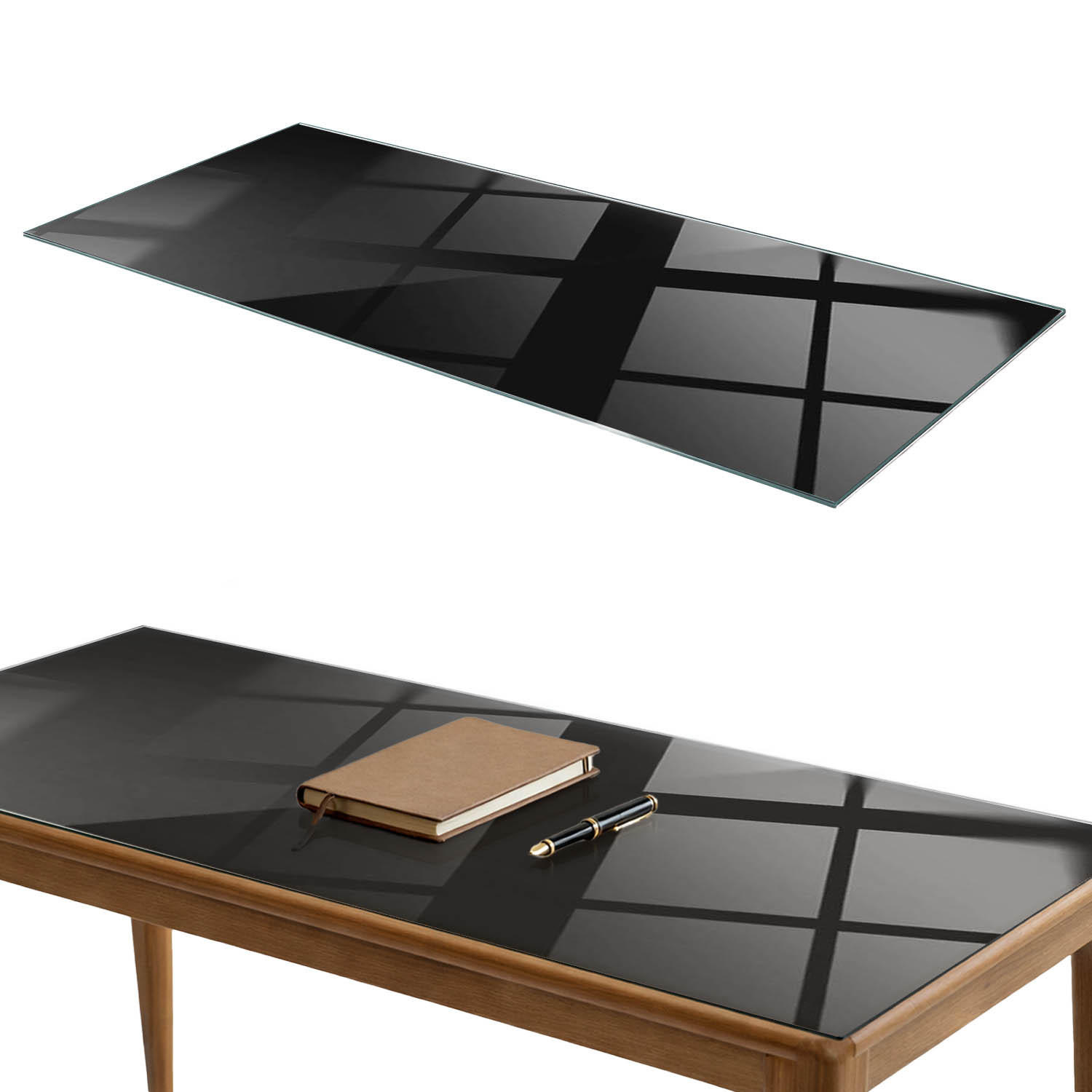 TISCHPLATTE 125x50 cm Farbe Schwarz, glatt - Schwarz, Glas (125/50/0.4cm) - TULUP