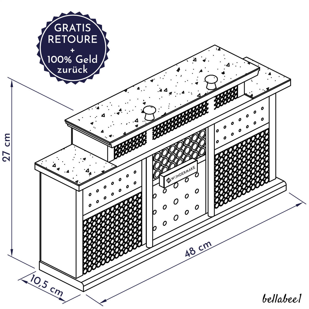 INSEKTENHOTEL aus Holz mit 7 Zimmern, hängend - Braun, Holz (48/27/10.5cm) - WONDERMAKE
