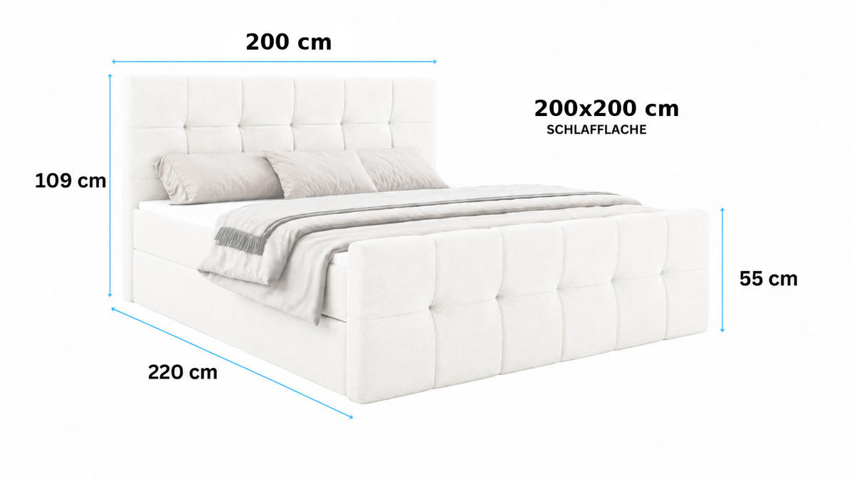 BOXBETT AUREN FRONT 200x200 cm Komplett-Set mit Bonell-Matratze, Topper und Bettkasten, Samt Altrosa - Altrosa, Textil (200/200cm) - Luxkor24