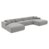 WOHNLANDSCHAFT Rastergewebe Hellgrau 356cm - Hellgrau/Grau, Textil (356/73/166cm) - Sia Home
