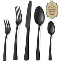 BESTECKSET 60-teilig Schwarz Matt - Schwarz, Metall