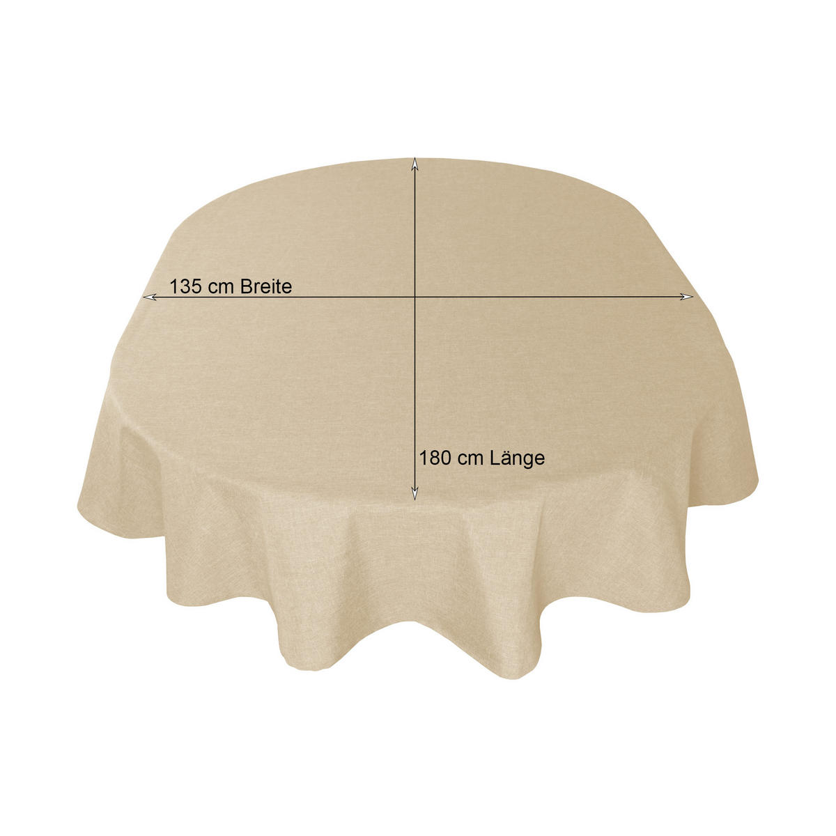 TISCHDECKE Leinenoptik 135/180 cm oval Ecru - Ecru, Textil (135/180cm) - TiborTex