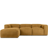 ECKMODULSOFA-LINKS BUFFO mit extrem weicher und bequemer Sitzfläche, Kordstoff, gelb - Gelb, Textil (297/180cm) - KONSIMO®