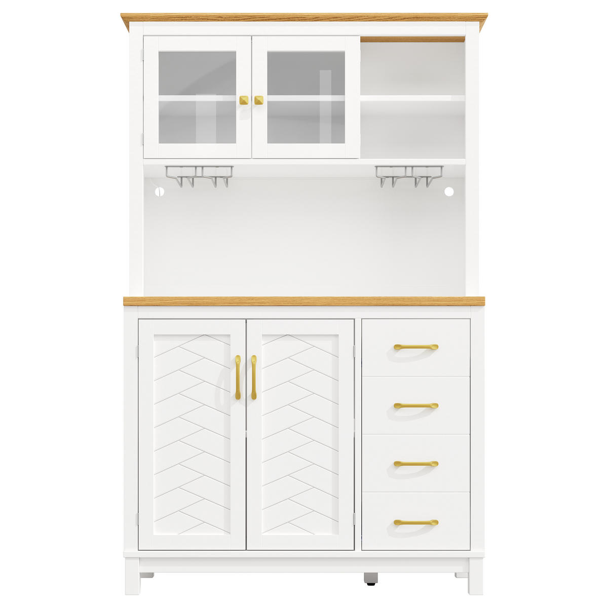 BUFFETSCHRANK 105,5/40/180 cm weiß aus MDF mit LED-Leiste - Weiß, Holzwerkstoff (105.5/180/40cm) - OKWISH