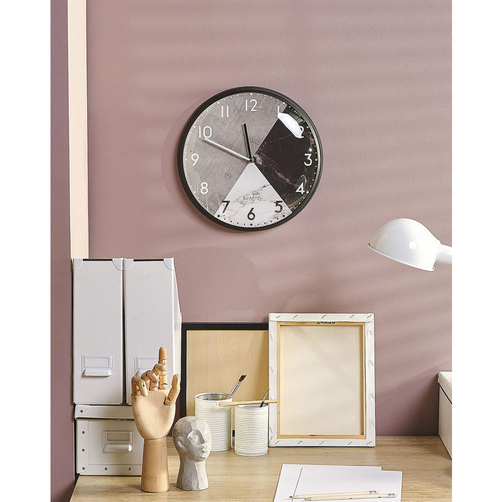 Thumbnail - Beliani Wanduhr, Grau, Glas, Stadtarchitektur, 33x33x6 cm, Dekoration, Uhren, Wanduhren