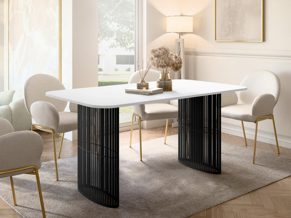 ESSTISCH Arcadia 160 - Schwarz/Weiß, Holzwerkstoff/Metall (90/160/76cm) - MIRJAN24