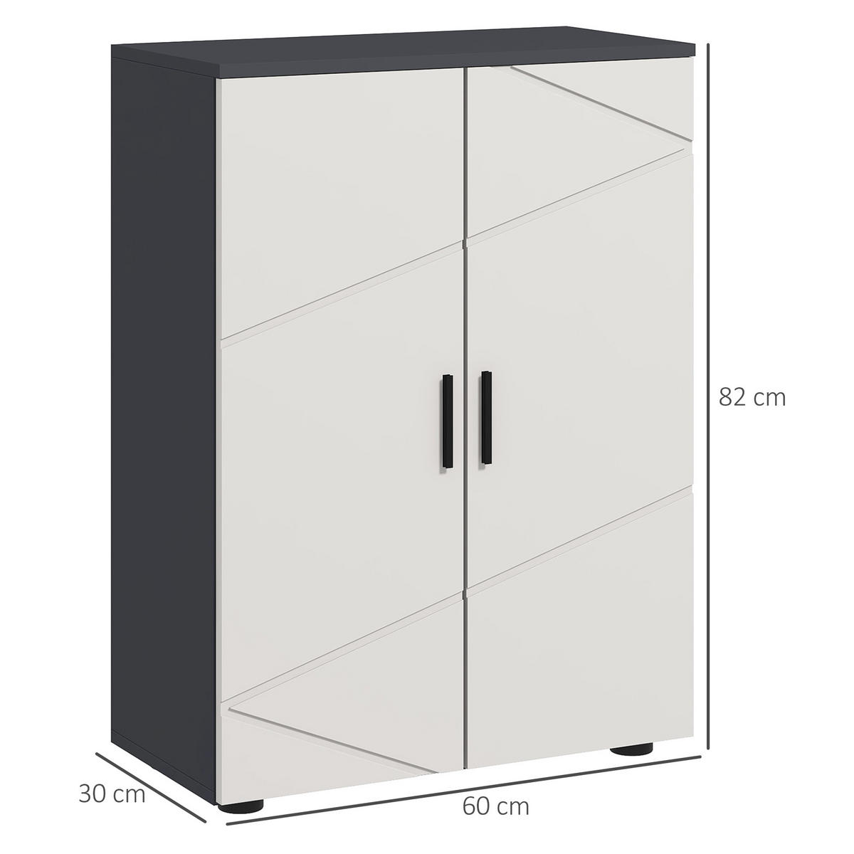 BADEZIMMERSCHRANK Beistellschrank mit Doppeltür 60 x 30 x 82 cm Grau - Grau, Holzwerkstoff (60/82/30cm) - Kleankin