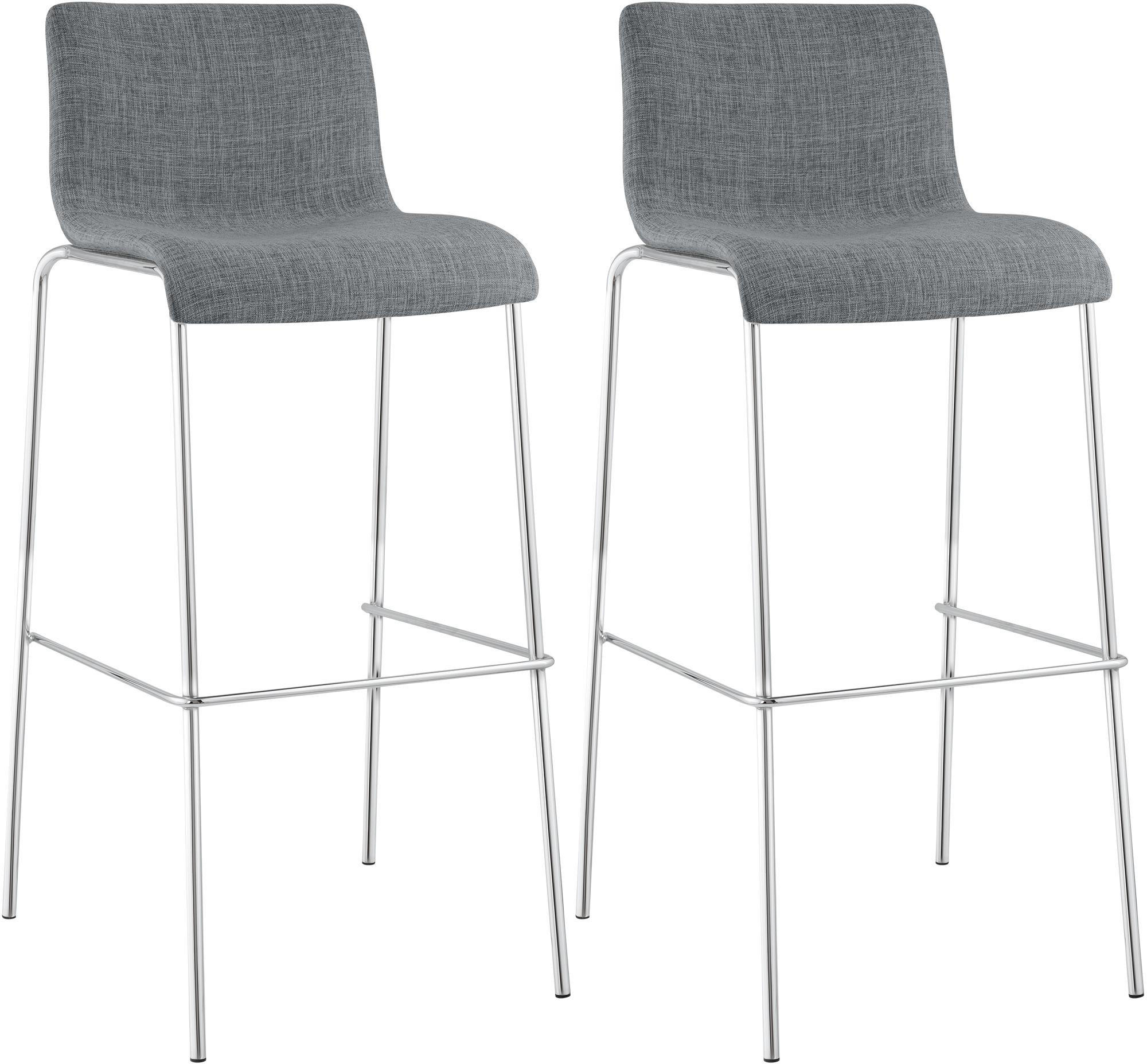 BARHOCKER 2er Set Stoff hellgrau - Chromfarben/Hellgrau, Textil/Metall (43/100/48cm) - CLP