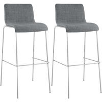 BARHOCKER 2er Set Stoff hellgrau - Chromfarben/Hellgrau, Textil/Metall (43/100/48cm) - CLP