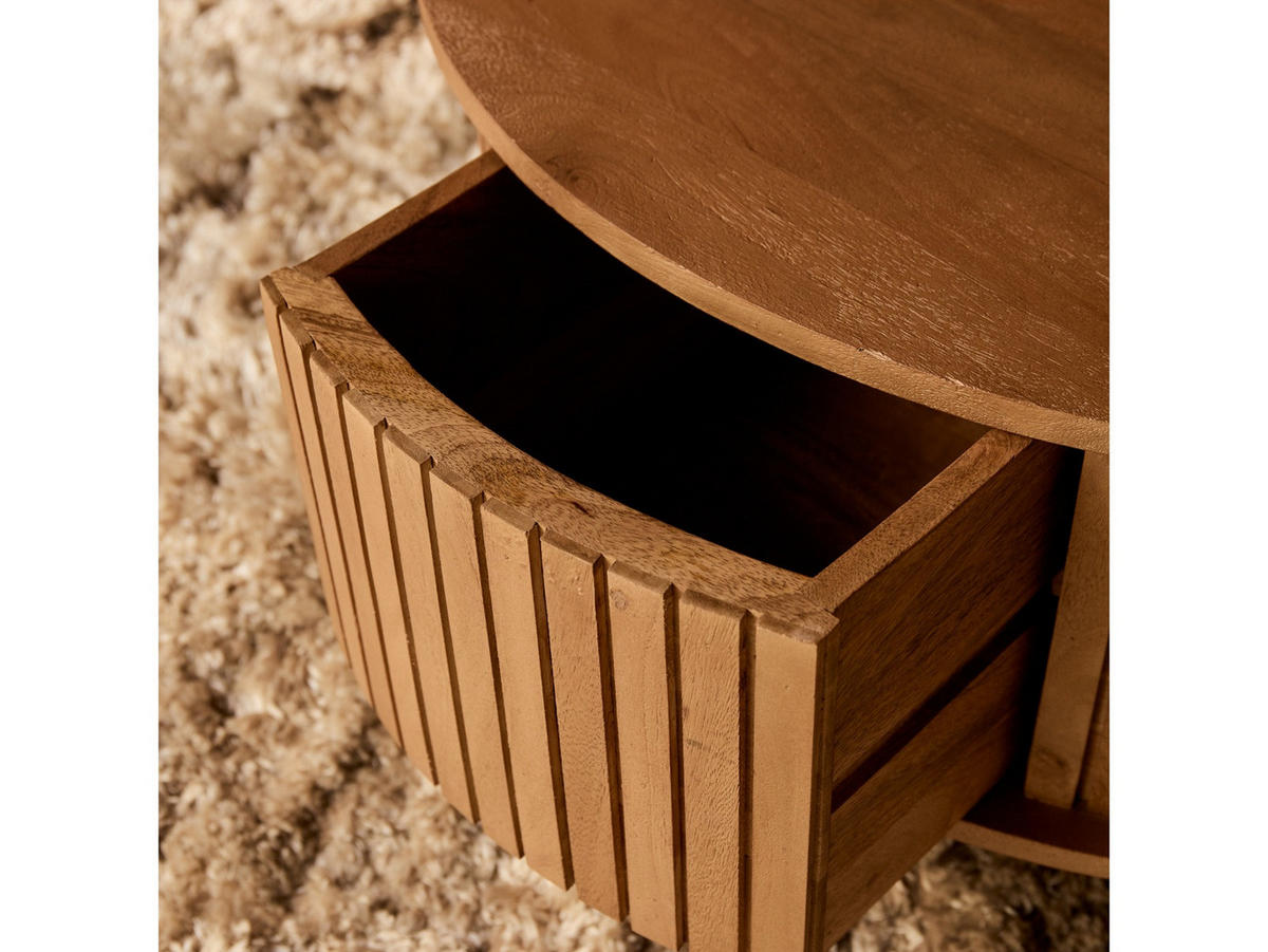 COUCHTISCH Dimora Mangoholz Durchmesser 80 cm Natur - Naturfarben, Holz (80/80/40cm)