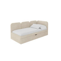 EINZELLBETT Jugendbett mit Bettkasten, Links - ALVY 100x200 Beige - Beige, Holzwerkstoff/Textil (100/200cm) - ALTDECOR