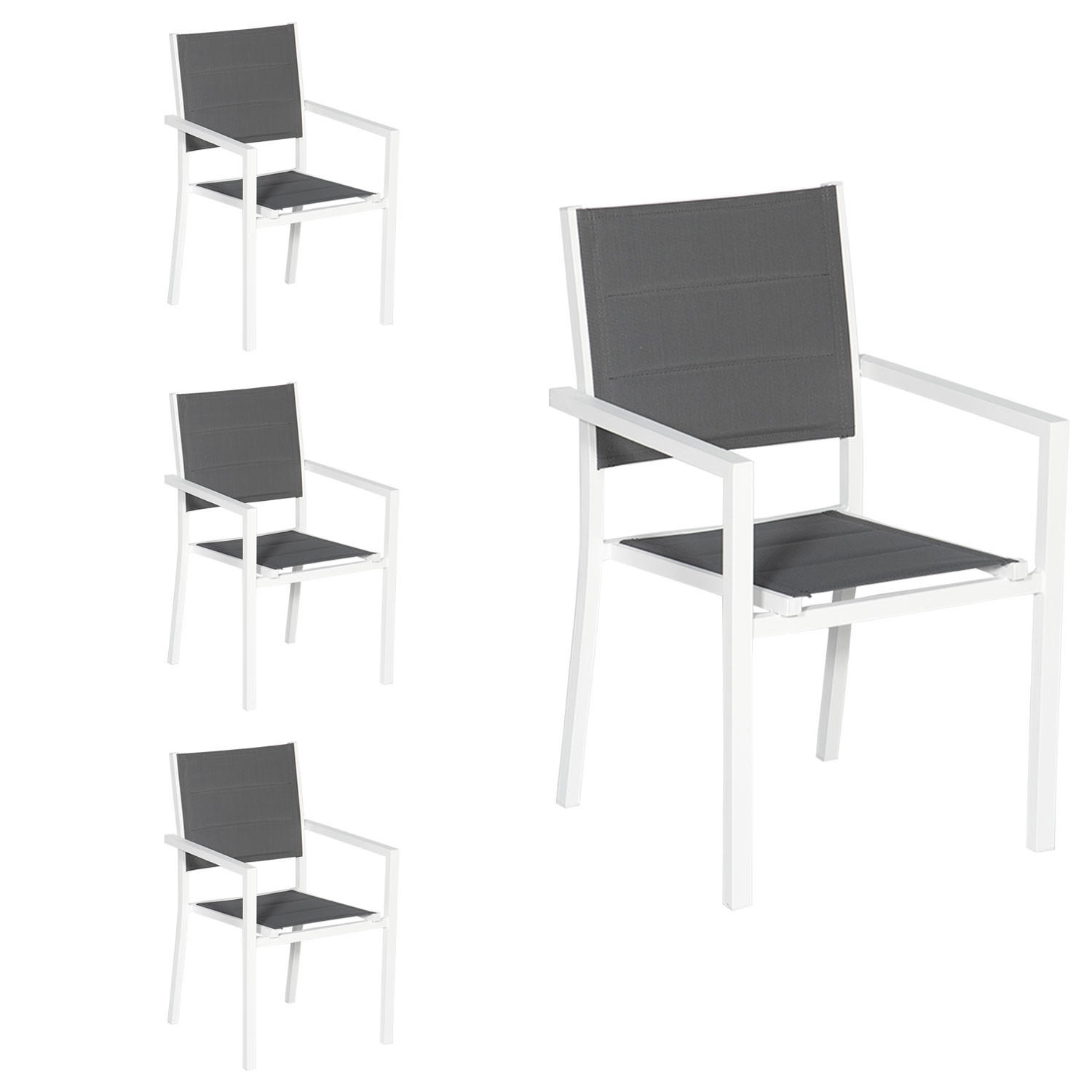 STÜHLE Weiß und Grau 4er-Set - Weiß, Kunststoff (56.5/90/57cm) - Happy Garden