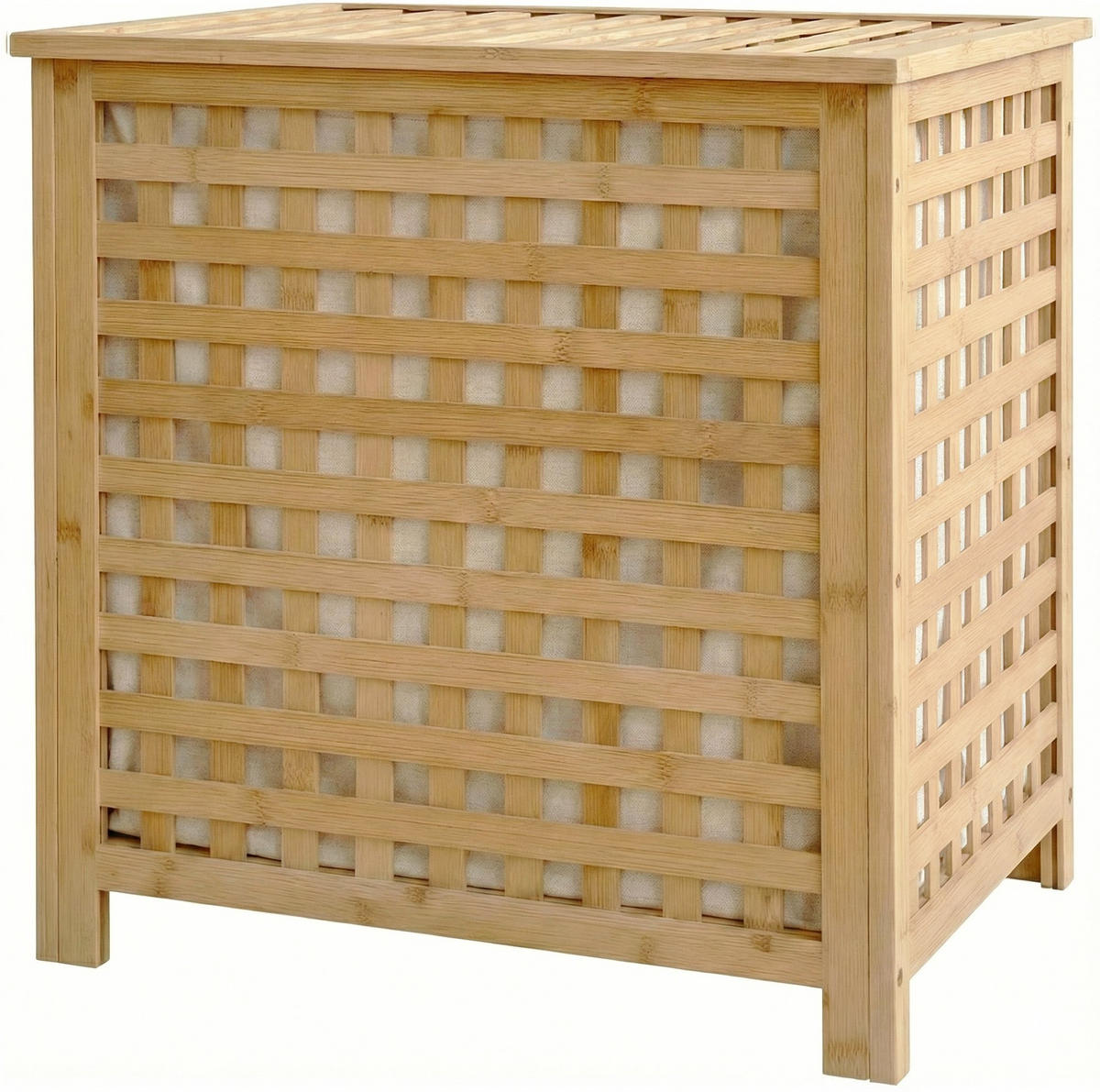 WÄSCHEBOX Kassel 1 großes Fach 70 Liter 52x39x55cm Holz Natura Wäschesammler - Naturfarben, Holz (52/55/39cm) - DELUKE